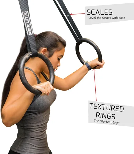 Miniatura 6 de Nordic Lifting Anillos y correas de gimnasia, resistentes para gimnasia, crossfit y entrenamiento de fitness, el mejor juego olímpico de gimnasio