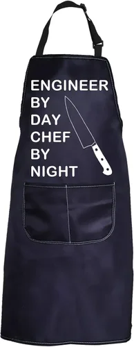 PXTIDY Divertido ingeniero regalo delantal de cocina amante de la cocina regalo ingeniero por día chef por noche cocinero