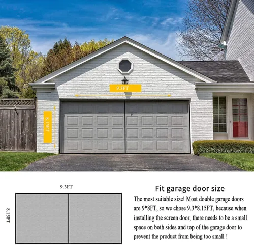Miniatura 2 de LIAMST Pantalla para puerta de garaje de 9 x 8 pies, 1 puerta de garaje de automóvil, pantalla de puerta de fibra de vidrio reforzada, imanes