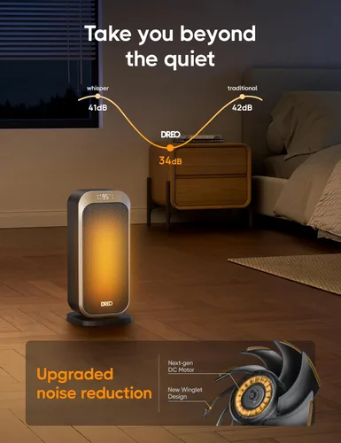 Miniatura 6 de DREO Calentadores de espacio para uso en interiores, calentador eléctrico portátil de 1500 W con control remoto y termostato, cerámica PTC, calor