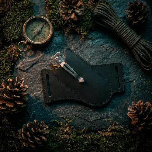 Miniatura 7 de Funda de cuchillo, funda de cuchillo con hebilla de cinturón, fundas de cuchillo de cuero para cinturón, funda de cuchillo plegable de bolsillo EDC