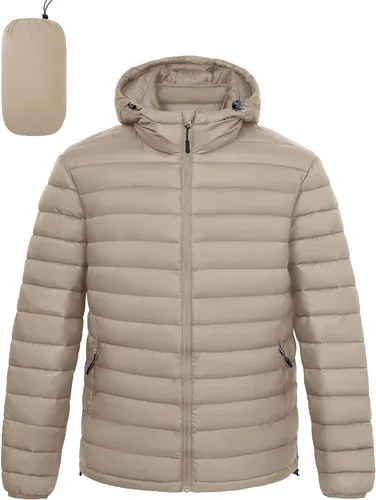 Miniatura 11 de Chaqueta acolchada ligera y plegable para hombre, con capucha, aislada, resistente al agua, para esquí, senderismo, viajes