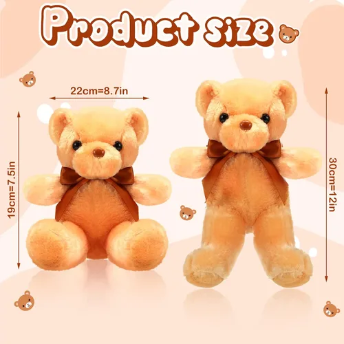 Miniatura 2 de Skylety - 10 piezas de osos de peluche, paquete de animales de peluche suaves con lazo de cinta para regalo, boda, fiesta de despedida de soltera
