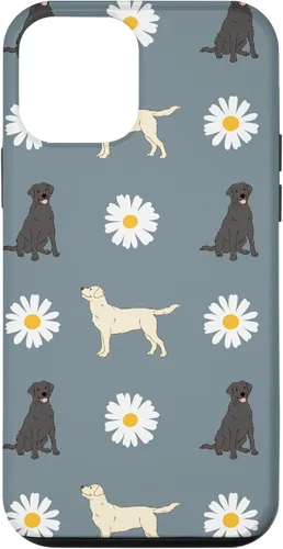 Miniatura 16 de Labrador Retriever y Daisy Flower Pattern - Carcasa para iPhone 17, color azul polvoriento