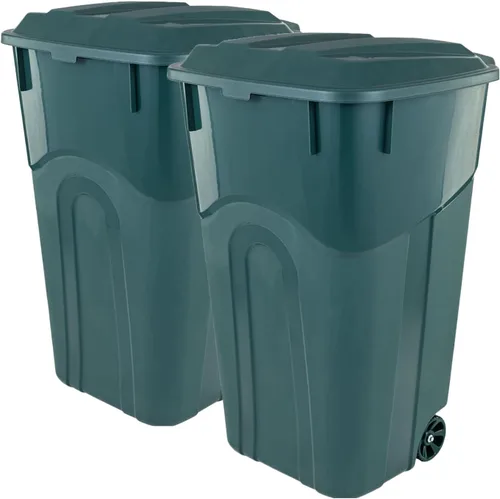 Miniatura 10 de United Solution TI0087 - Contenedor de basura redondo de 20 galones, color negro, fácil de transportar con construcción resistente, asas de paso