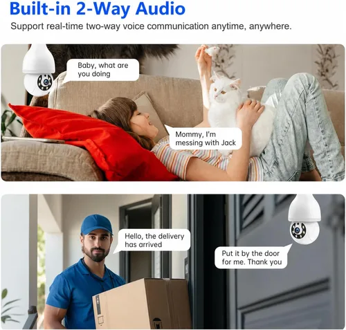 Miniatura 11 de Light Bulb Security Camera, 5G&2.4GHz WiFi Light Bulb Cameras Wireless Outdoor Indoor, Lightbulb Camera for Home Security, Two-Way Talk,Color Night