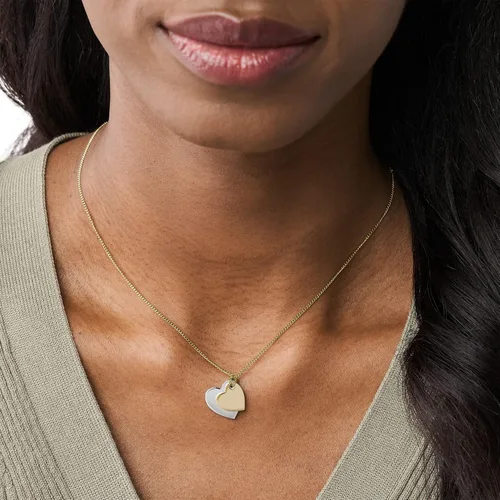 Miniatura 3 de Fossil Collar de cadena con dije de acero inoxidable grabado chapado para mujer