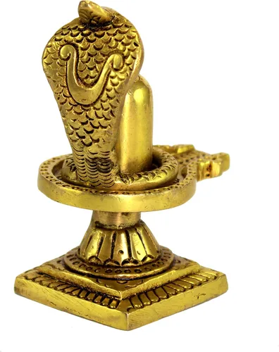 Miniatura 9 de eSplanade Shiv Ling Shiva Lingam de latón con estatua de Sheshnaag Ídolo Murti para el templo casero y Pooja - 4 pulgadas