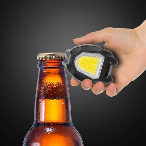 Miniatura 4 de Taoke Mini luz de trabajo COB con función de abrebotellas, soporte ajustable, silbato, encendedor de cigarrillos, soporte de base magnética