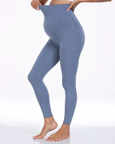 Miniatura 44 de WHOUARE Leggings de maternidad sobre el vientre con bolsillos para mujer, cintura alta, entrenamiento, pantalones de yoga