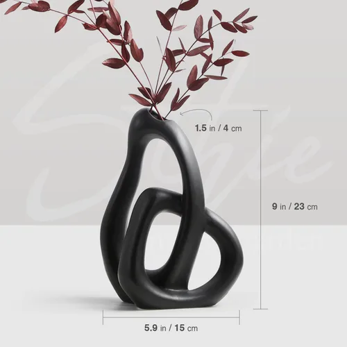 Miniatura 5 de STHIE Floreros modernos de cerámica blanca para decoración del hogar estética, florero decorativo bohemio para ramo de hierba de pampas, sala
