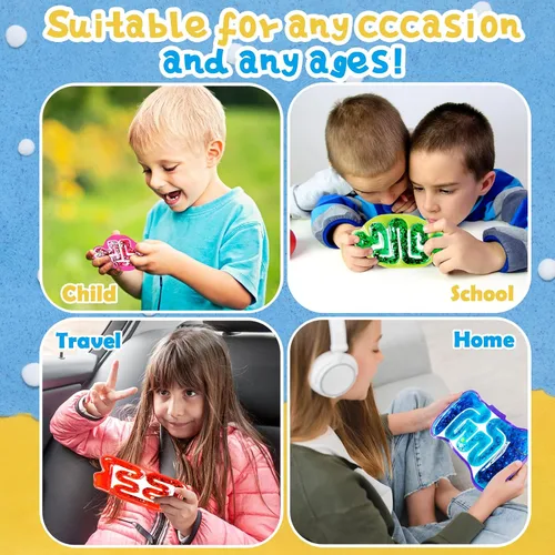 Miniatura 4 de Paquete de 8 juguetes de apretar para niños, tubo sensorial blando con cuentas de laberinto, gominola colorida, lentejuelas brillantes, juguetes