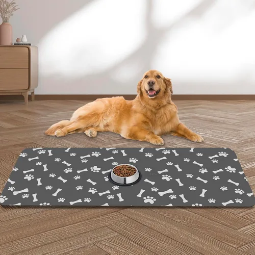 Miniatura 13 de Tapete Grande para Alimentación de Mascotas, 39.3"x15.7" Tapete Absorbente de Secado Rápido para Perros para Tazones de Comida y Agua, Tapete