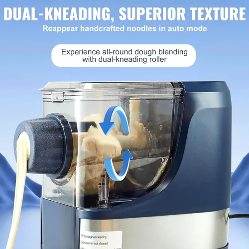 Miniatura 4 de VEVOR Máquina Eléctrica de Pasta, Máquina Automática de Fideos de 150W con 8 Formas de Pasta, 4 Modos Inteligentes, Capacidad de 500g de Harina, Azul