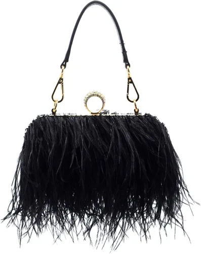 Miniatura 3 de Miuco Bolso de mano de plumas para mujer, bolso cruzado de hombro
