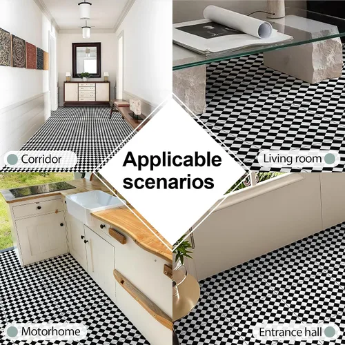 Miniatura 7 de Elffloor Azulejos de despegar y pegar: 10 piezas 11.8 * 11.8 pulgadas, autoadhesivos, impermeables, de vinilo para el suelo, adhesivo de baldosas