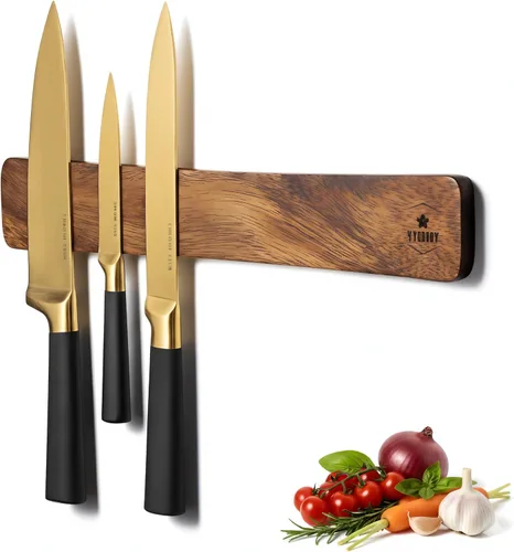 4 YORVOY Soporte magnético para cuchillos para pared, organizador de cocina de 16 pulgadas de largo, tira magnética para cuchillos sin perforar,
