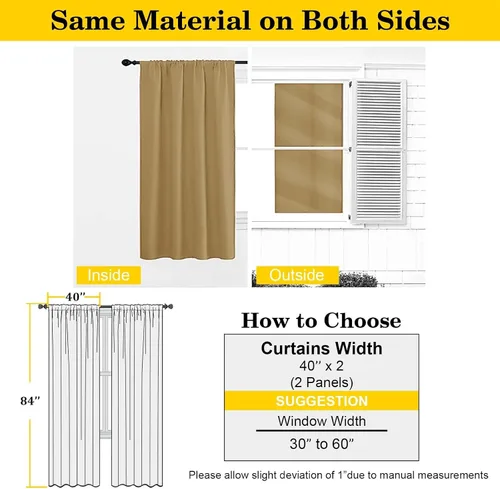 Miniatura 2 de Cortinas opacas para dormitorio, sala de estar, juego de 2 paneles de 54 pulgadas de largo, cortinas de oscurecimiento de habitación con aislamiento