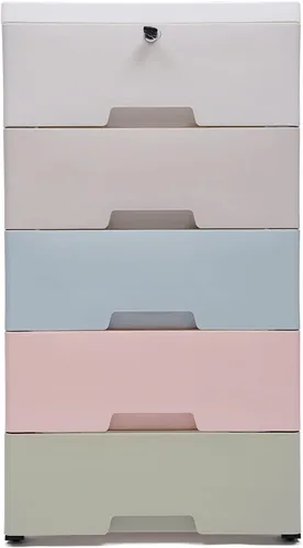 Miniatura 20 de Cajón de plástico de 5 capas para almacenamiento de ropa de bebé, cómoda de plástico con cajones, cómoda blanca y azul, cajón de ropa, pequeños