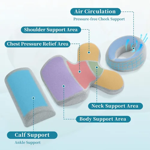 Miniatura 4 de BALAPET Juego de almohada de masaje y almohada de pecho, reposacabezas de masaje transpirable para cama con soporte de espuma viscoelástica, cojín