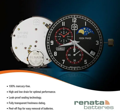 Miniatura 7 de Renata 394 SR936SW Baterías – 1.55 V Óxido de Plata 394 Batería de reloj (2 unidades)
