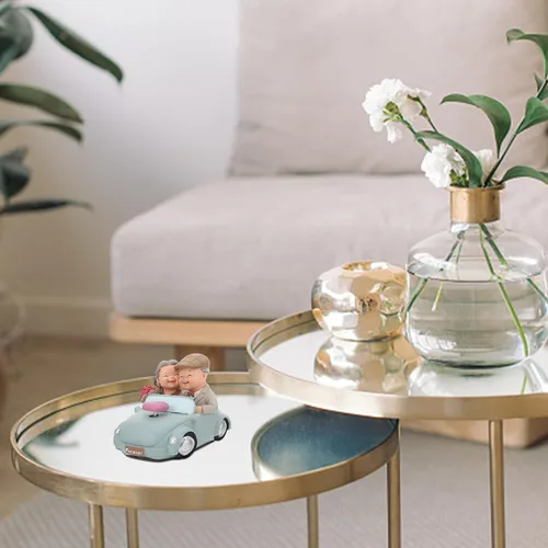 Miniatura 8 de Veemoon Figuras de resina para parejas mayores, decoración de pastel de aniversario de boda, pareja amorosa en el automóvil, estatua para decoración