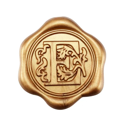 Miniatura 16 de Yoption 50 piezas de pegatinas de sello de cera inicial G, pegatinas de sello autoadhesivas de letra dorada retro antigua para sobres, para bodas