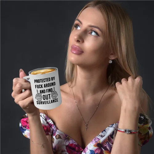 Miniatura 3 de Protected by fuck around and Find Out Surveillance - Taza de café aislada de acero inoxidable con asa y tapa, tazas de café, taza de viaje
