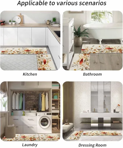 Miniatura 6 de Tapete de baño con hojas de hongo para bañera, antideslizante, de secado rápido y absorbente, tierra de diatomeas, fregadero, dormitorio, cocina