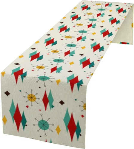 Miniatura 30 de Camino de mesa con estampado de piel de vaca, lino y algodón, rústico, estilo occidental, color negro, marrón, piel de vaca, para decoración