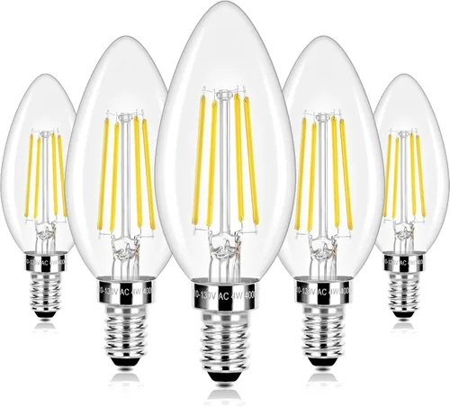 Miniatura 10 de E12 LED Candelabra Bulbs 40 Watt Equivalent, 4W Vintage Candle Light Bulbs Dimmable, 350Lm Amber Warm White 2200K B10 Edison Bulb, Filament Clear