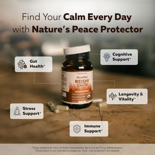 Miniatura 3 de Extracto orgánico de hongos Reishi - 70% de beta-glucanos - niveles más altos de nutrientes activos, potencia máxima, cultivo en Estados Unidos +