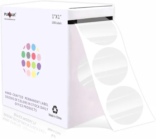 Miniatura 37 de PARLAIM Pegatinas adhesivas permanentes redondas de 1 pulgada con código de color en forma de puntos, 1000 por rollo, caja dispensadora de Azul