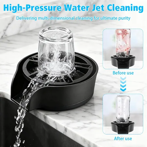 Miniatura 5 de Petyoung Enjuagadora de vidrio para fregadero de cocina, enjuague de vidrio giratorio de 360 grados con cabezal rociador extraíble, lavadora