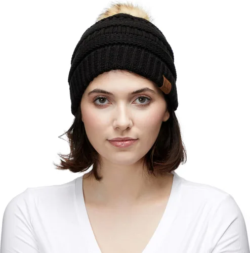 Miniatura 5 de Gorro unisex liso con pompón y ribete (HAT-43) de C.C Hatsandscarf Exclusives