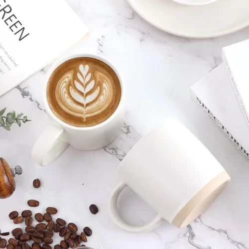 Miniatura 4 de Juego de 6 tazas de café de cerámica de 14 onzas, con asa y patrones moteados para café, té, cacao, leche, microondas y lavavajillas