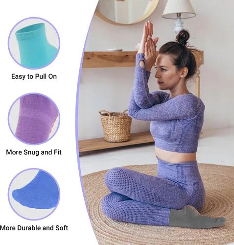 Miniatura 4 de Calcetines de agarre de pilates para mujer, 12 pares de calcetines antideslizantes para yoga, calcetines de hospital, calcetines deslizantes
