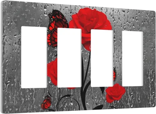 Miniatura 34 de Cubierta de interruptor de luz rosa brillante con purpurina de 1 banda, sin dispositivo, placa de pared en blanco decorativa para adolescentes, Rosa