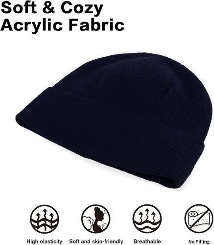 Miniatura 3 de HH HOFNEN Gorro de invierno para mujeres y hombres, gorro de punto de lana con forro polar con puños