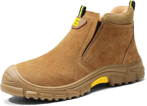 Miniatura 10 de GLANOUDUN - Botas de trabajo de soldadura para hombre, con punta de acero, antideslizantes, zapatos de trabajo indestructibles para hombre, zapatos