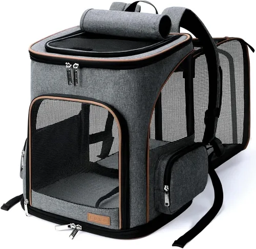Lekereise Mochila para Gatos Expandible Transportador de Mascotas Mochila para Gatos y Perros Pequeños, Mochila Transportador de Perros Plegable
