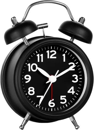 Miniatura 13 de AKCISOT - Reloj despertador de alarma fuerte para personas con sueño profundo, 11,43 cm de reloj analógico de campana doble de metal, funciona