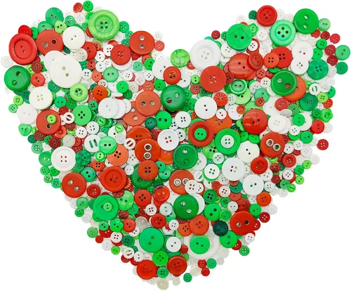 Miniatura 9 de 600-700Pcs Botones de Navidad para manualidades, surtidos en rojo, blanco y verde, botones de Navidad para costura, manualidades, decoración DIY