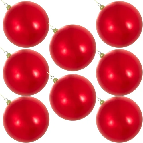 Miniatura 8 de Adornos de bola de Navidad colgantes de 11' rojo brillante, juego de 4 adornos irrompibles de plástico con cuerda dorada para colgar