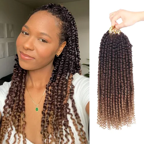 Miniatura 64 de Bileaf Cabello de Ganchillo Passion Twist Pre-retorcido de 10 Pulgadas, 8 Paquetes de Ganchillo Passion Twist, Cabello Corto Passion Twist
