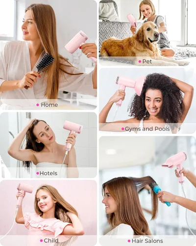 Miniatura 8 de Secador de pelo para mujer – Secador de pelo iónico de 160,000 RPM – Secador de pelo profesional de secado rápido de alta velocidad, juego de 9