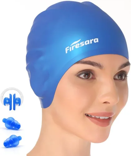 Miniatura 11 de Firesara Gorra de natación, gorra de natación original actualizada 3D, diseño ergonómico cómodo, duradero, protección para los oídos, para mujeres