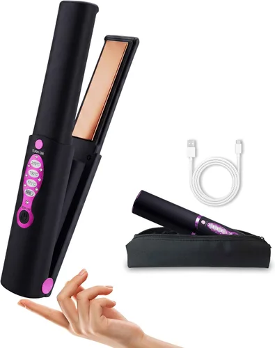 Plancha de pelo inalámbrica, mini plancha plana de titanio para cabello corto y cortes Pixie, herramienta de peinado portátil lista para viajar con