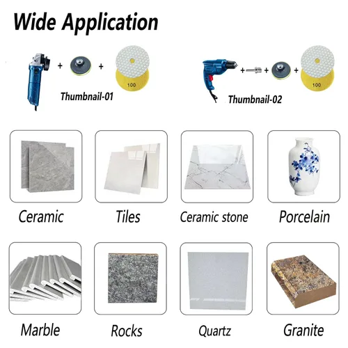 Miniatura 6 de Almohadillas de pulido de diamante seco Grit 50 Plus Grit 100 para eliminar arañazos pesados para granito mármol piedras de cuarzo azulejos