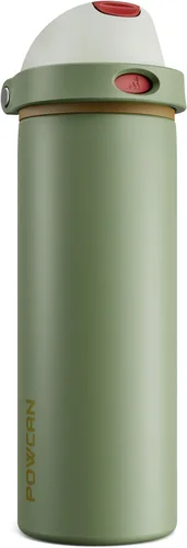 Miniatura 29 de POWCAN - Botella de agua aislada, 24 oz, tapa 2 en 1, boquilla de botón, popote abatible, a prueba de fugas, acero inoxidable, para portavasos